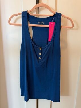 Lilly Pulitzer Deep Navy Button-Front Racerback Tank